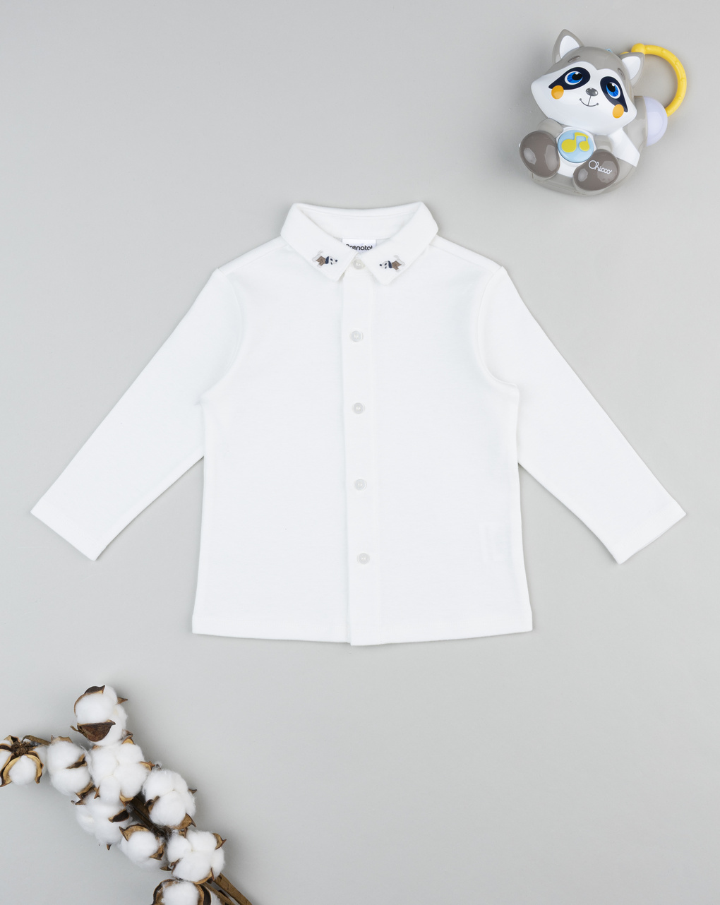 βρεφικό πουκάμισο λευκό με σκυλάκια για αγόρι
