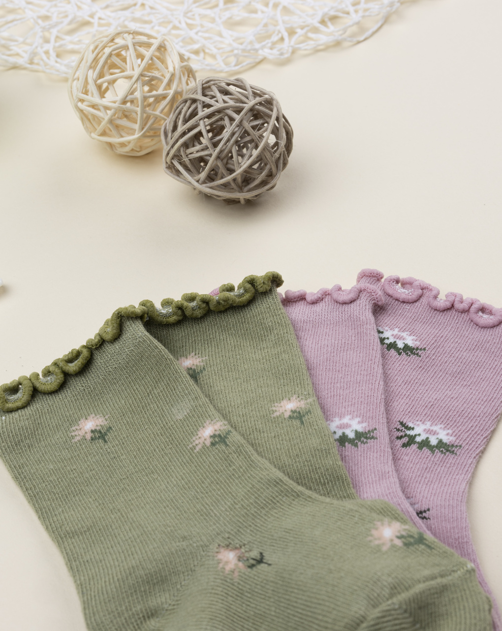 βρεφικά καλτσάκια πακέτο x4 με λουλούδια για κορίτσι - Prénatal