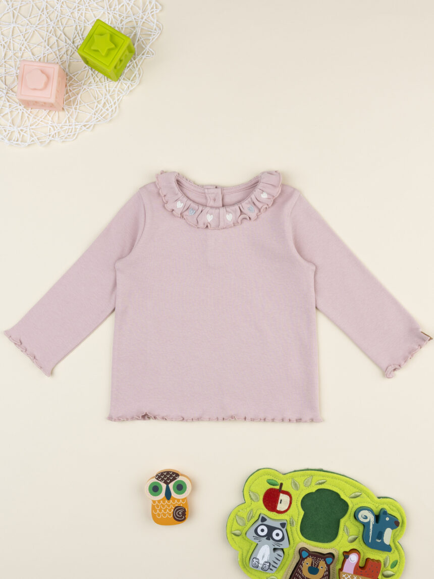 βρεφική μπλούζα ροζ με βολάν για κορίτσι - Prénatal