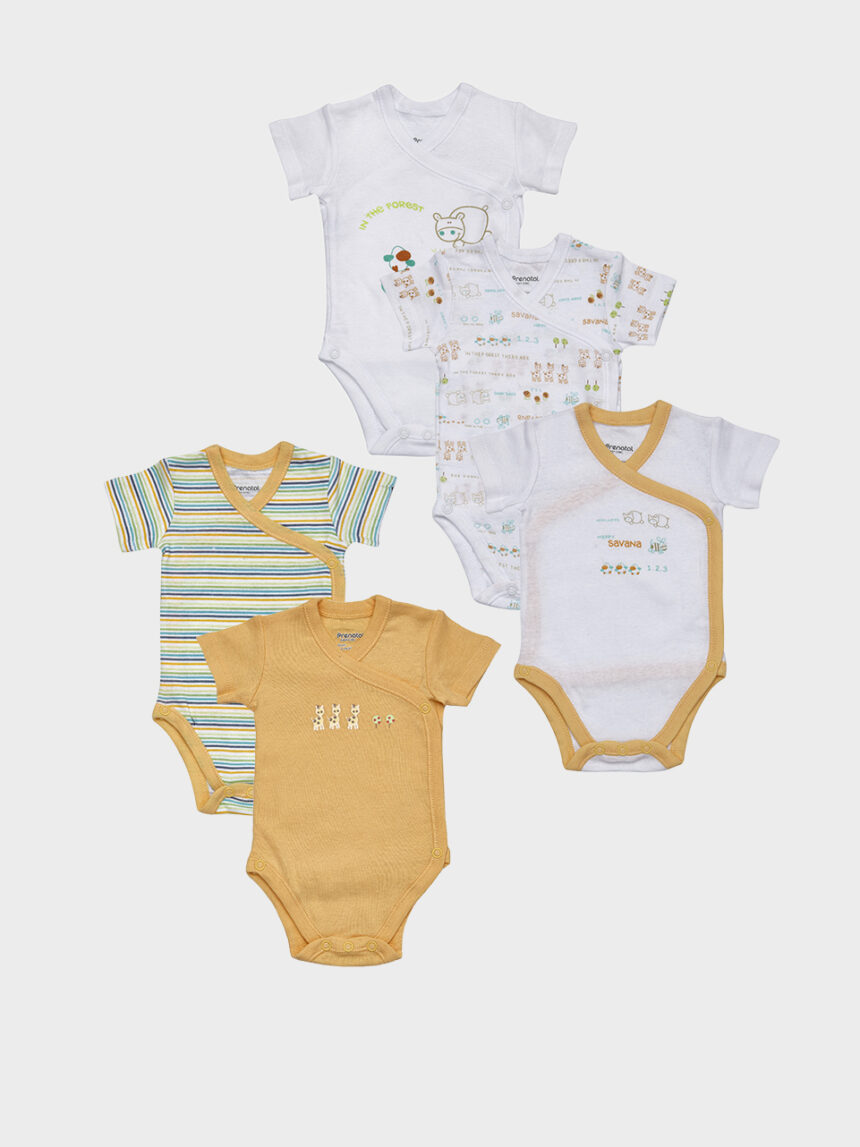 βρεφικά κορμάκια πακέτο x5 με ζωάκια για αγόρι - Prénatal