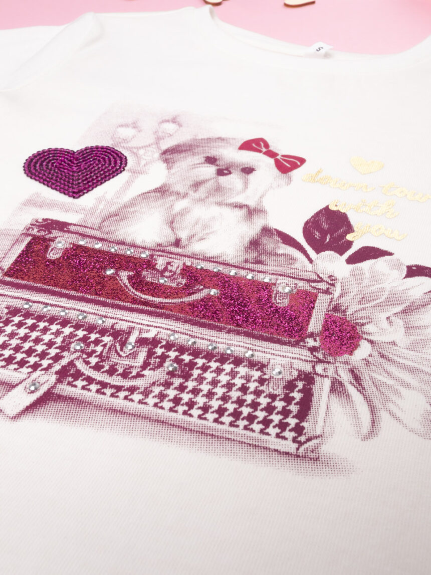 παιδική μπλούζα λευκή με σκυλάκι για κορίτσι - Prénatal