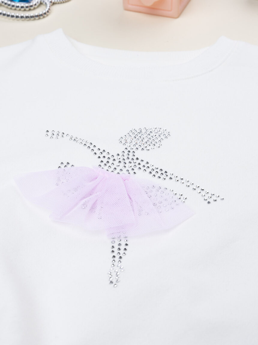 παιδική μπλούζα φούτερ λευκή με μπαλαρίνα για κορίτσι - Prénatal