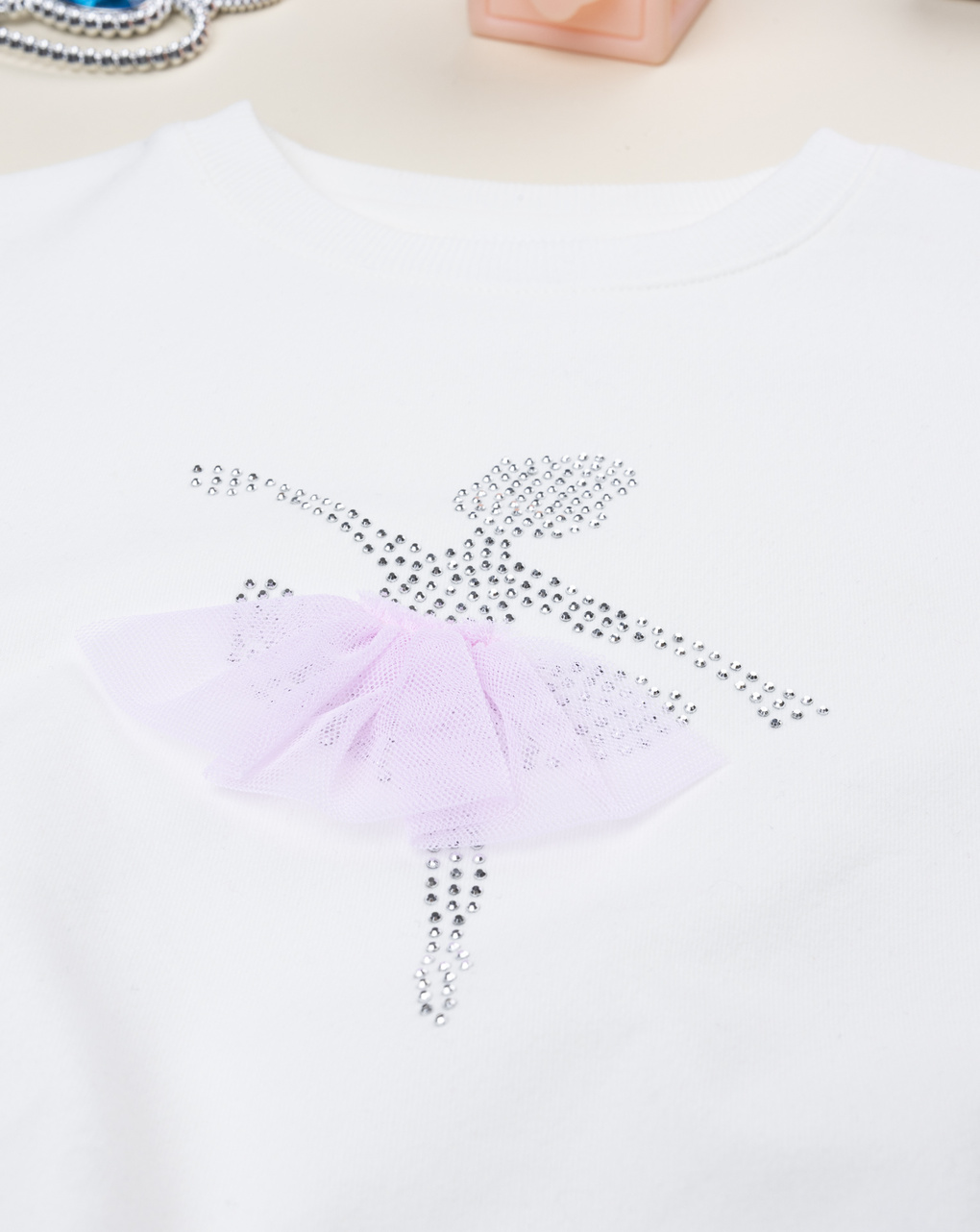 παιδική μπλούζα φούτερ λευκή με μπαλαρίνα για κορίτσι - Prénatal