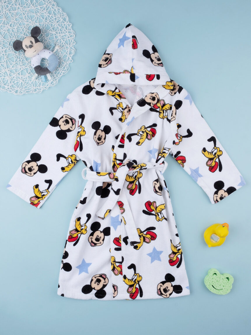 παιδικό μπουρνούζι σενίλ λευκό mickey για αγόρι - Prénatal