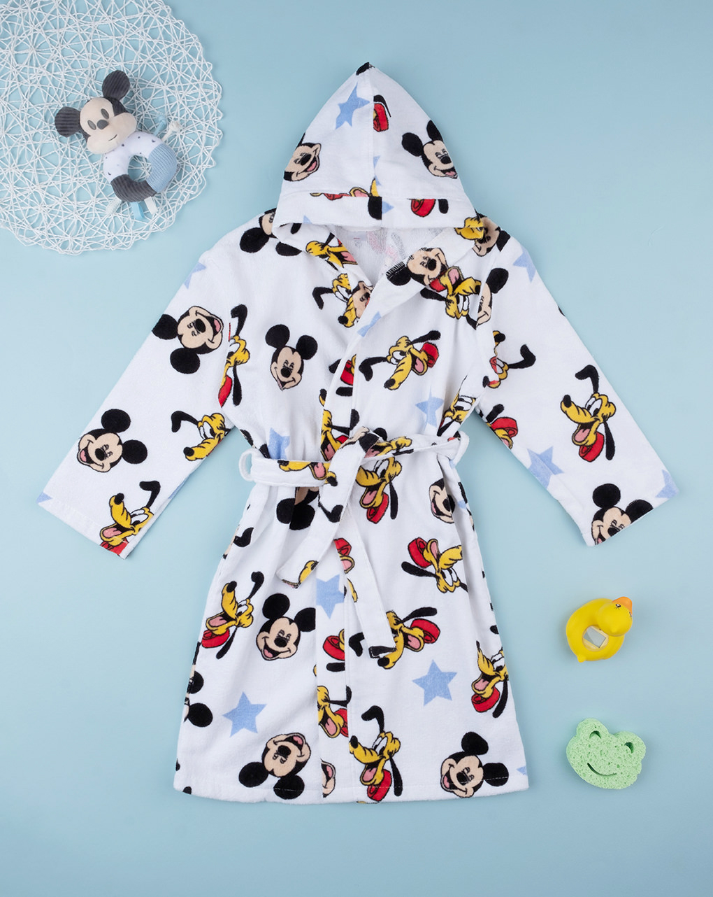 παιδικό μπουρνούζι σενίλ λευκό mickey για αγόρι