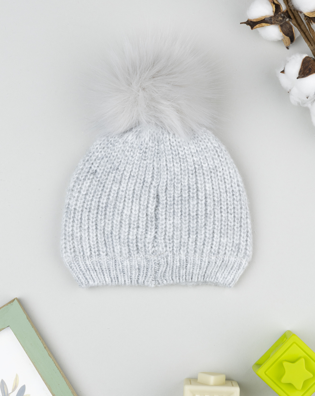 βρεφικό σκουφάκι γκρι με lurex για κορίτσι - Prénatal