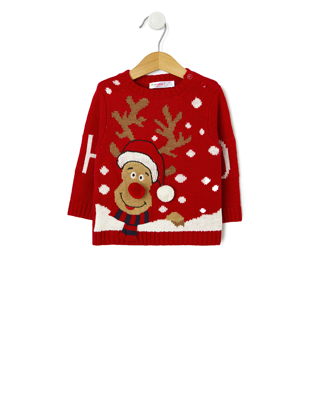 βρεφικό χριστουγεννιάτικο πουλόβερ κόκκινο με τάρανδο για αγόρι