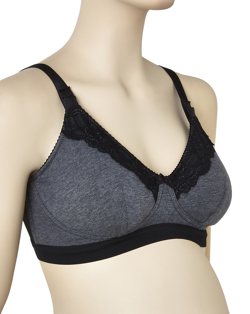 γυναικείο σουτιέν θηλασμού  γκρι με δαντέλα cup c