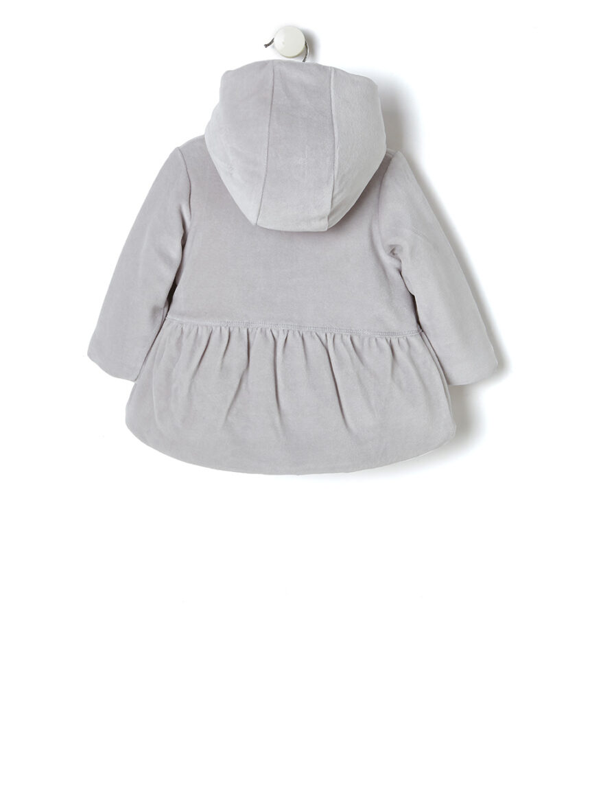 βρεφικό μπουφάν σενίλ γκρι με φιογκάκια για κορίτσι - Prénatal