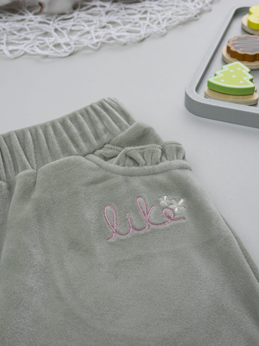 βρεφικό παντελόνι φόρμας σενίλ λαδί like για κορίτσι - Prénatal