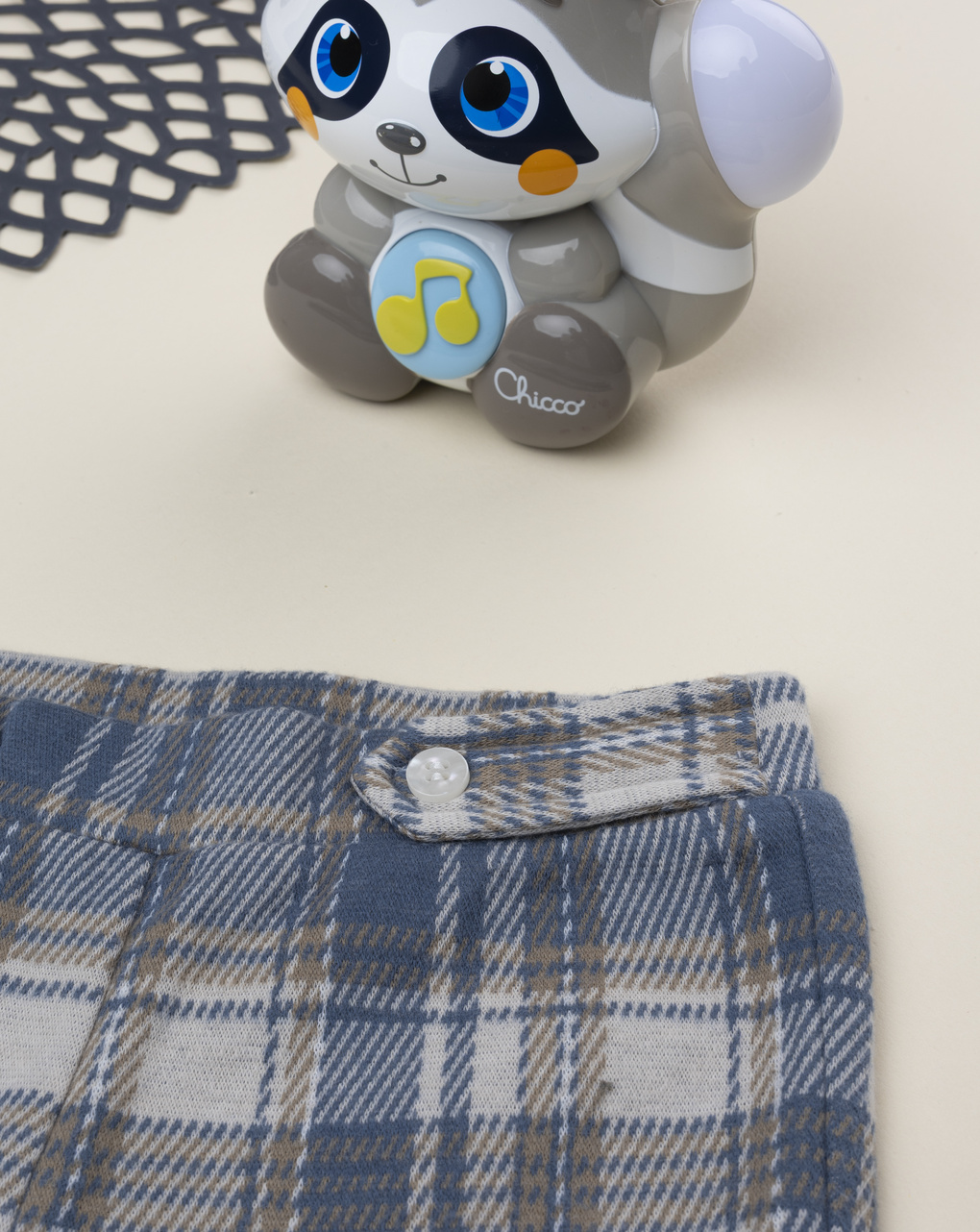 βρεφικό κολάν καρό μπεζ/μπλε για κορίτσι - Prénatal