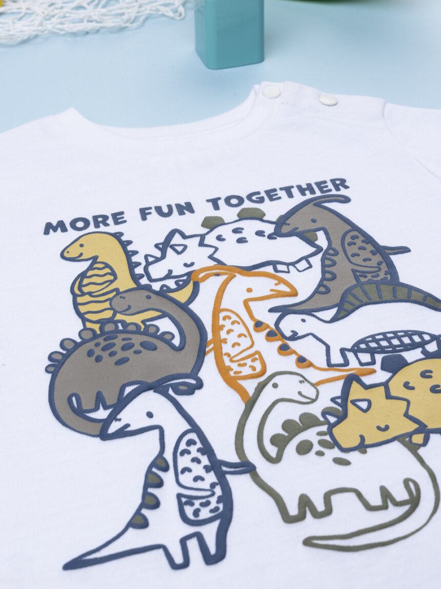 βρεφική μπλούζα λευκή με δεινόσαυρους για αγόρι - Prénatal