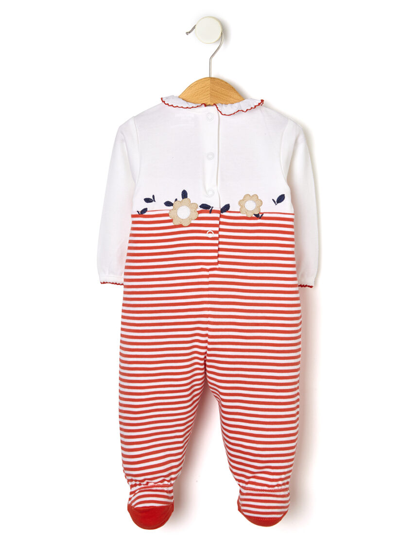 βρεφικό φορμάκι λευκό ριγέ με μήλα για κορίτσι - Prénatal