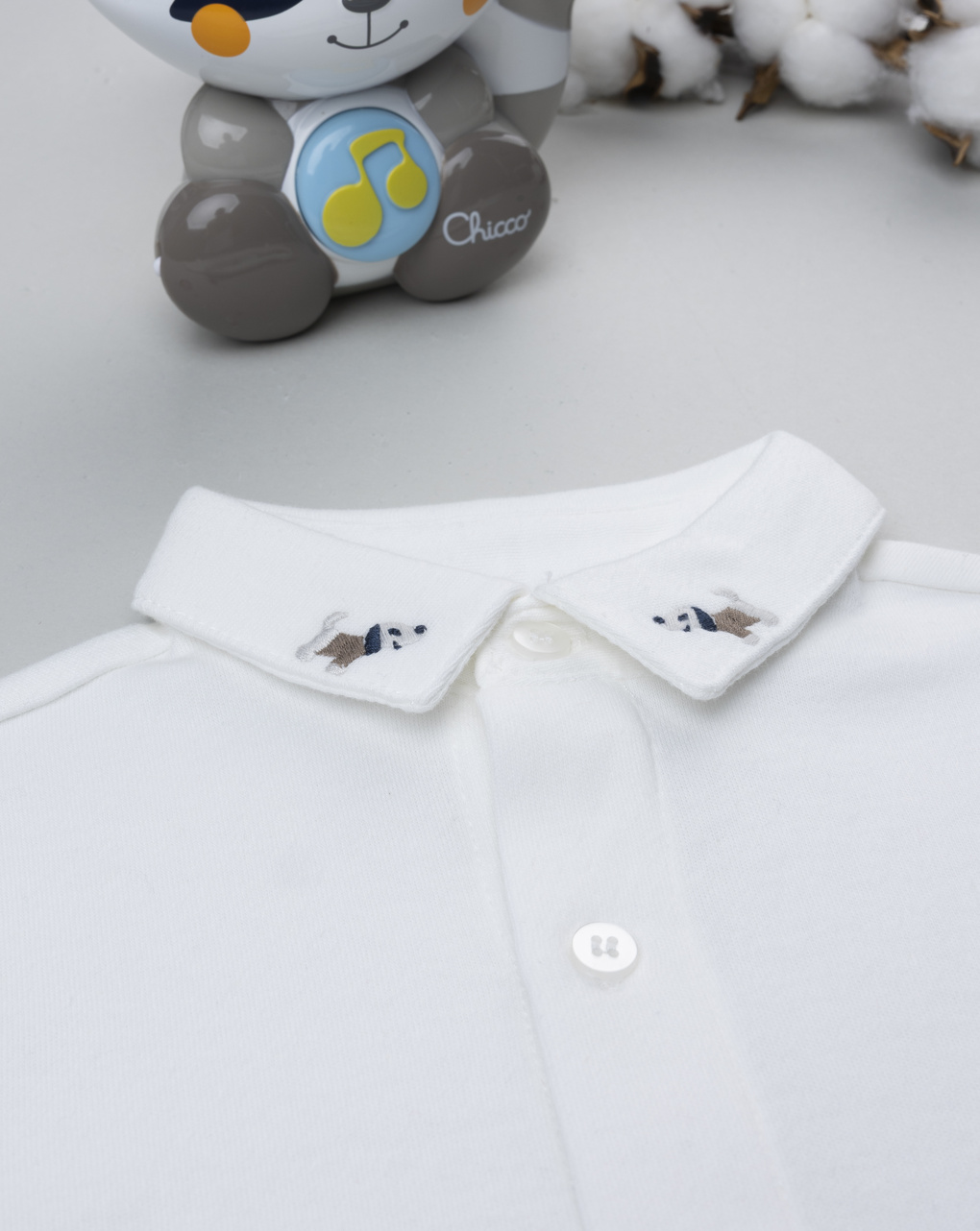 βρεφικό πουκάμισο λευκό με σκυλάκια για αγόρι - Prénatal