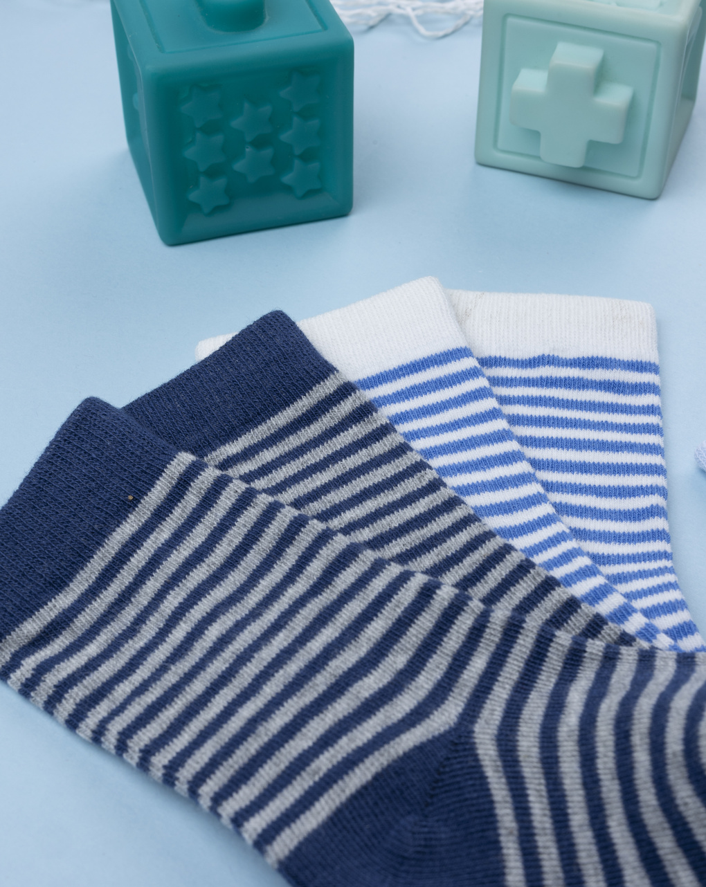 βρεφικά καλτσάκια πακέτο x4 με ριγέ/καρό για αγόρι - Prénatal