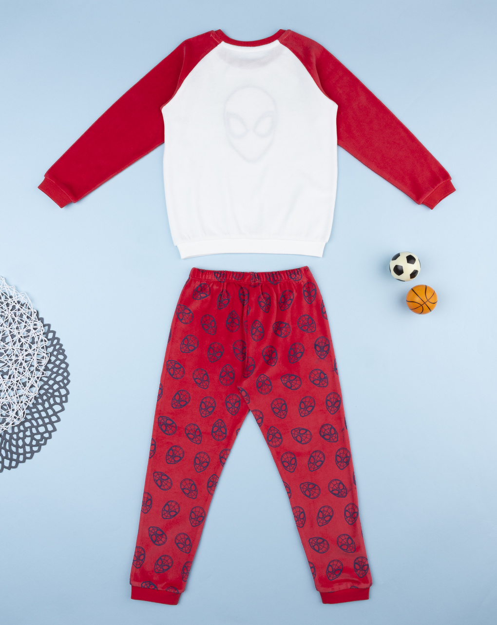 παιδική πιτζάμα σενίλ λευκή/κόκκινη spiderman για αγόρι - Prénatal
