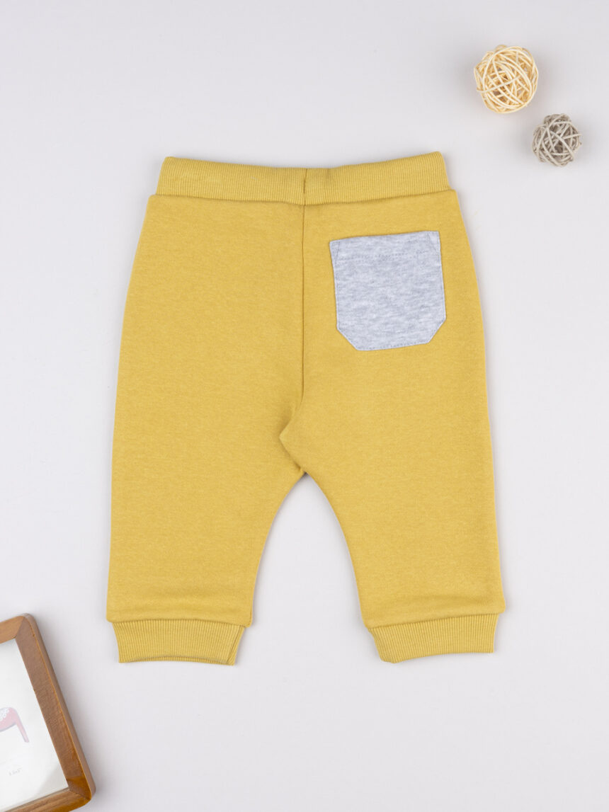 βρεφικό παντελόνι φόρμας κίτρινο με δεινόσαυρο για αγόρι - Prénatal