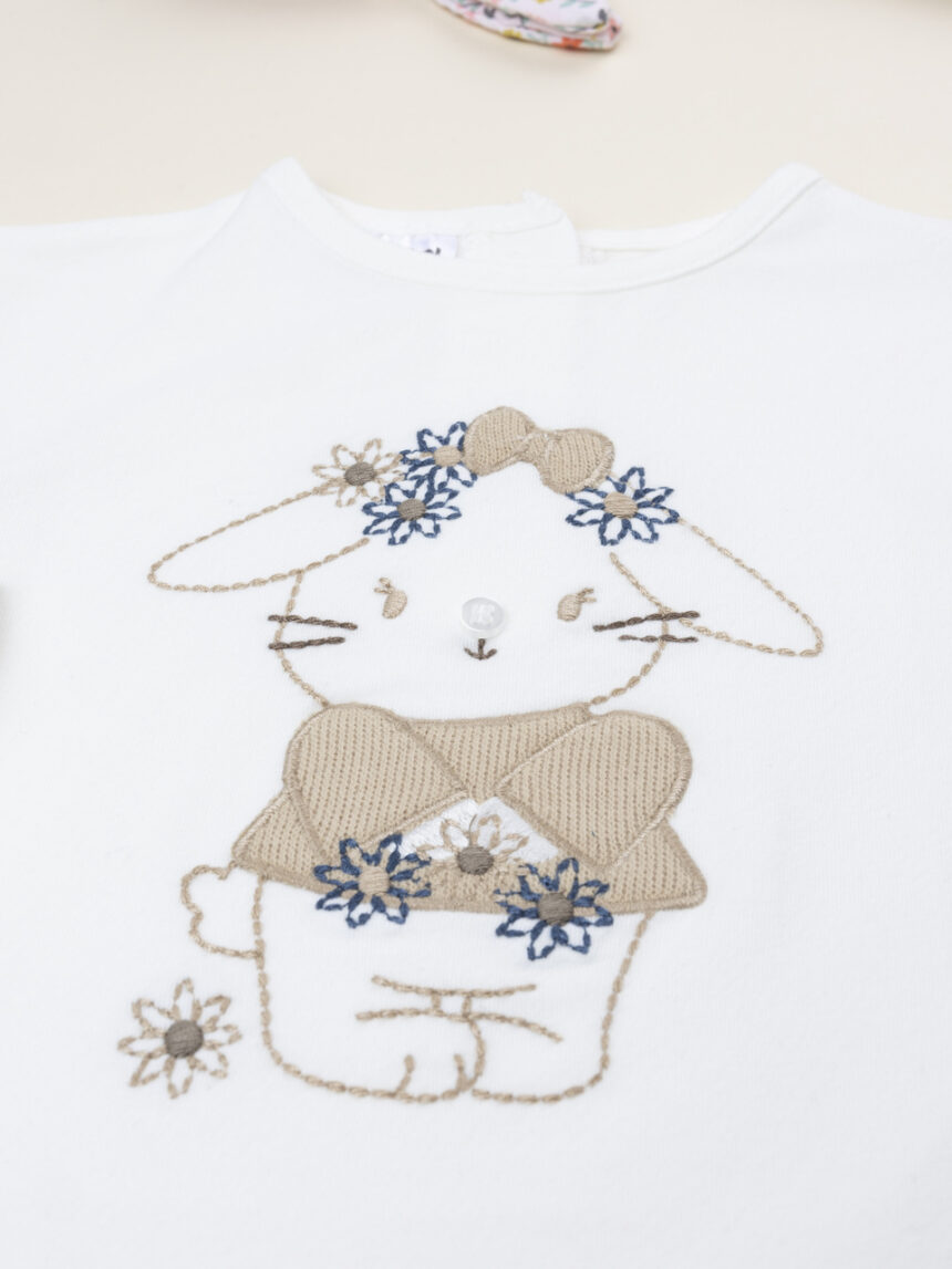 βρεφική μπλούζα λευκή με λαγουδάκι για κορίτσι - Prénatal