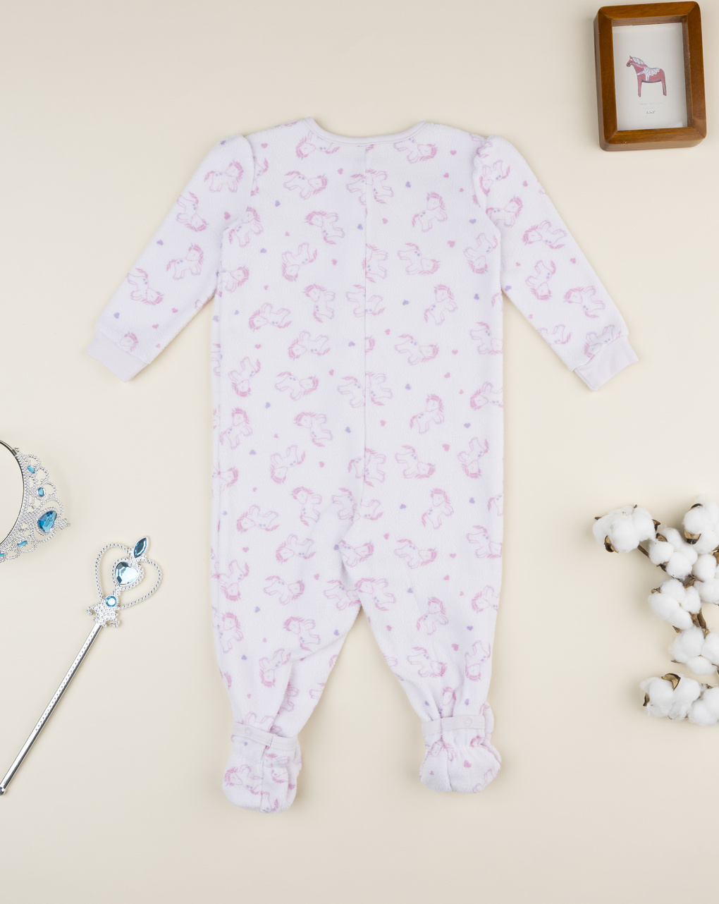 βρεφική πιτζάμα ολόσωμη fleece ροζ με μονόκερους για κορίτσι - Prénatal