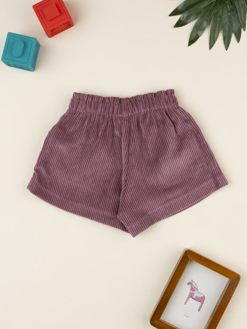 βρεφικό σορτσάκι κοτλέ μπορντώ με καρδούλες για κορίτσι - Prénatal