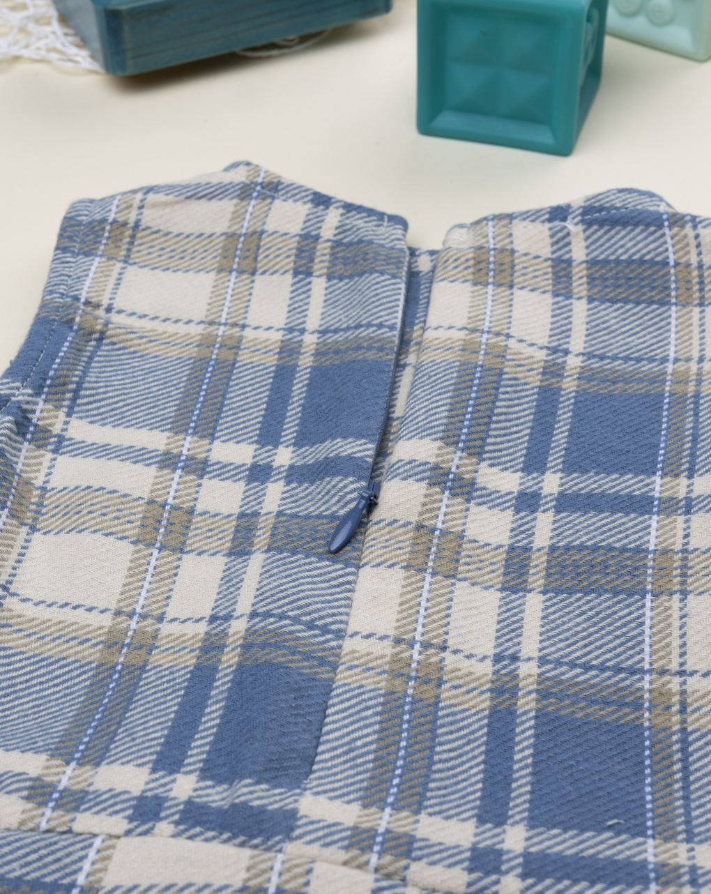 βρεφικό φόρεμα καρό μπλε/μπεζ για κορίτσι - Prénatal