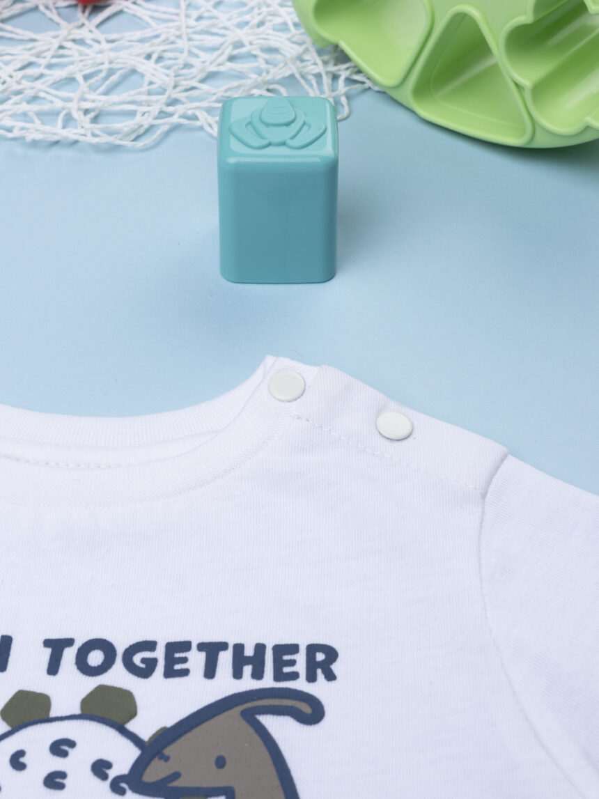 βρεφική μπλούζα λευκή με δεινόσαυρους για αγόρι - Prénatal