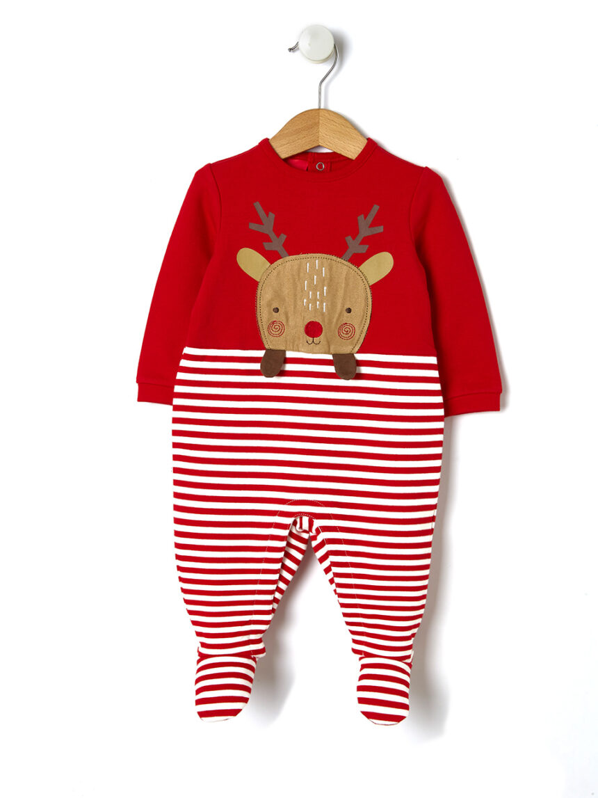 βρεφικό χριστουγεννιάτικο φορμάκι με τάρανδο ριγέ unisex - Prénatal