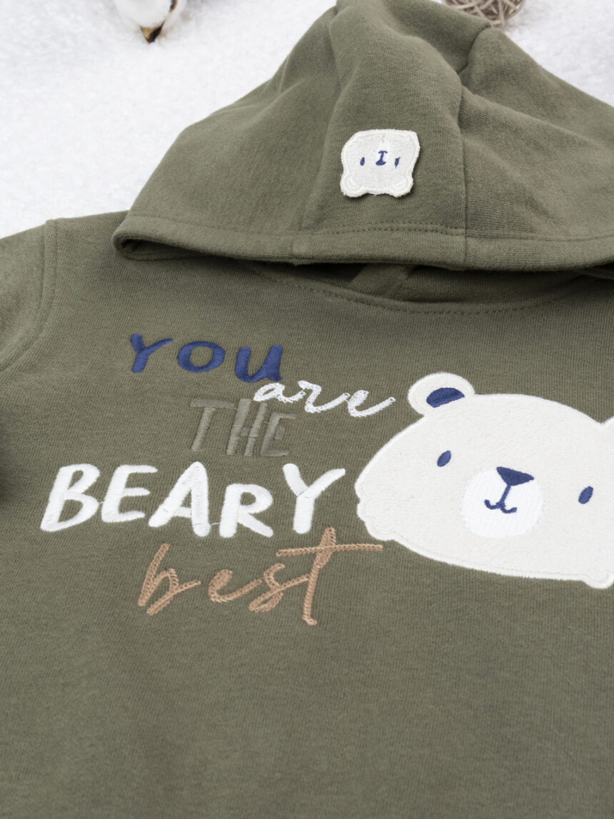 βρεφική μπλούζα φούτερ χακί με αρκουδάκι για αγόρι - Prénatal