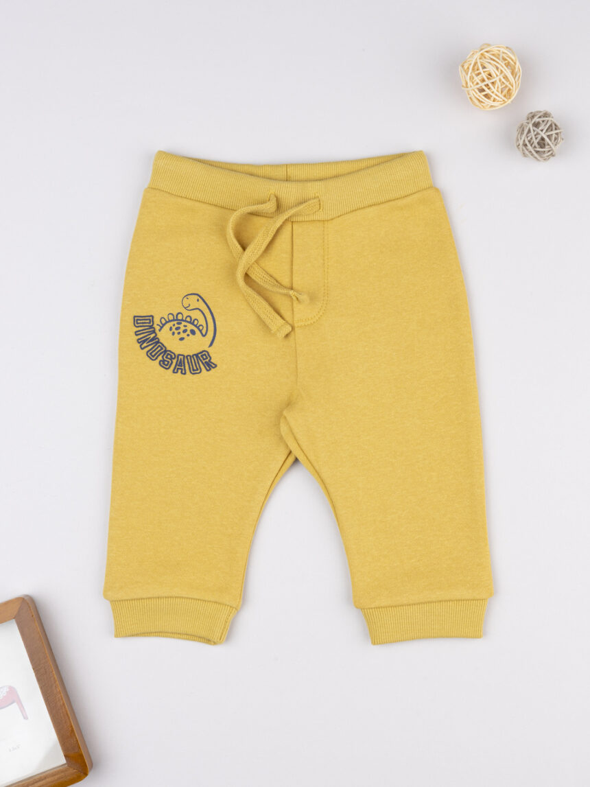 βρεφικό παντελόνι φόρμας κίτρινο με δεινόσαυρο για αγόρι - Prénatal