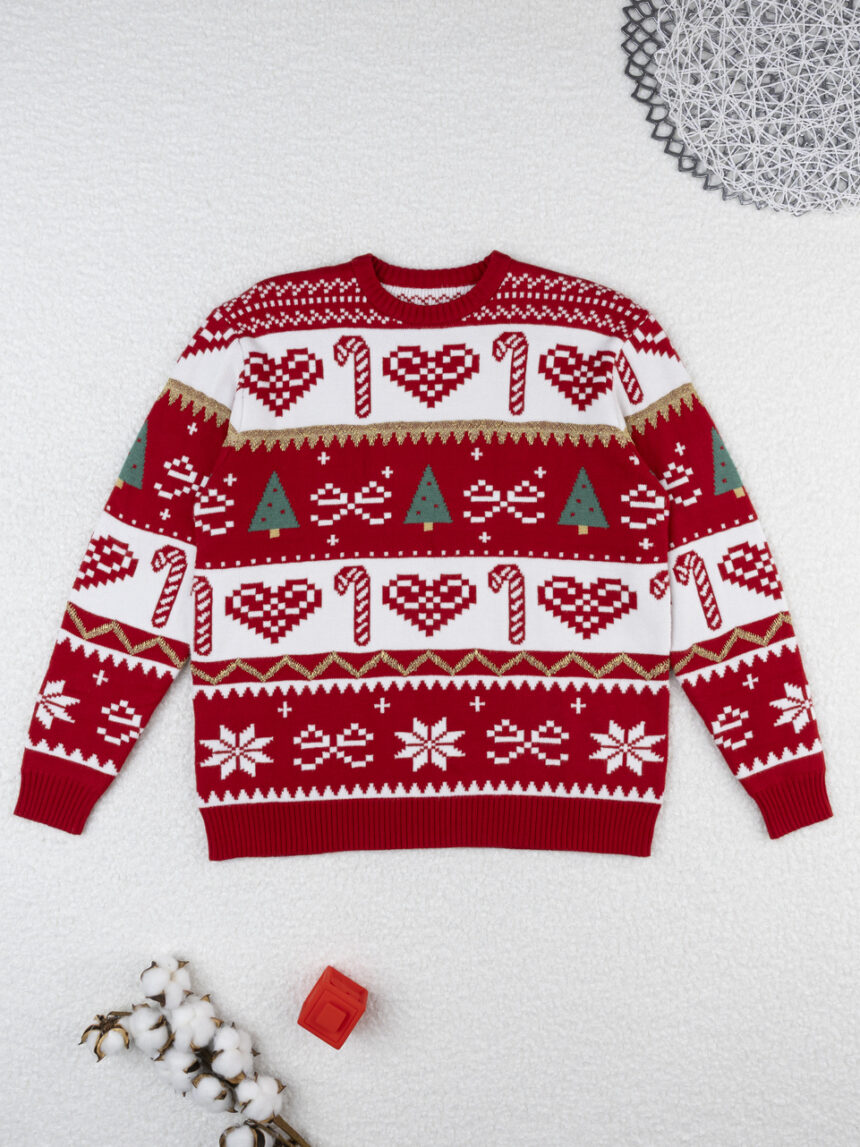 χριστουγεννιάτικο πουλόβερ κόκκινο/λευκό candy cane για τη μαμά - Prénatal