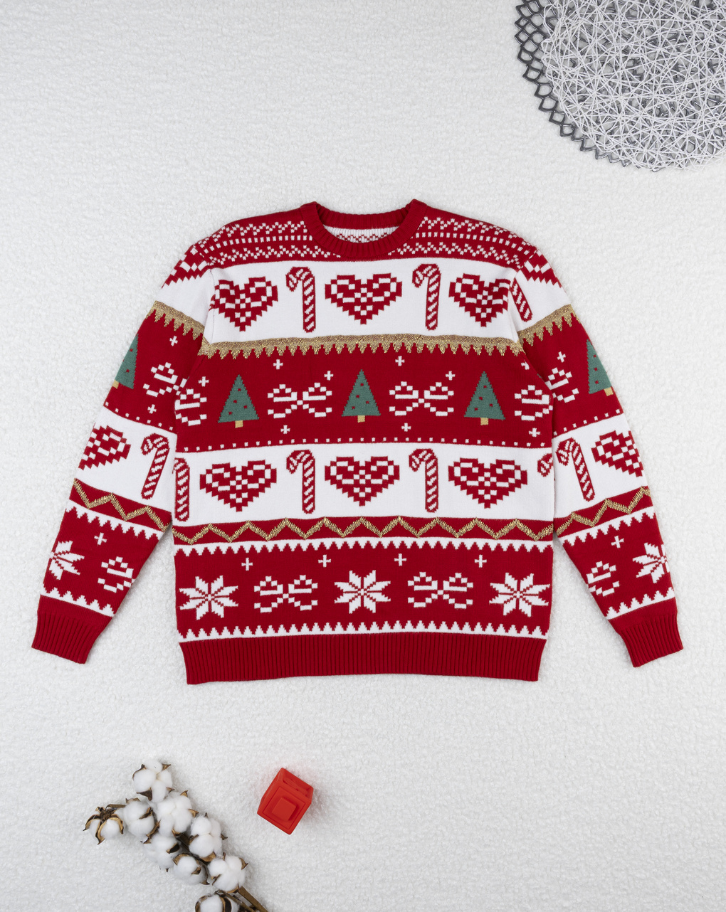 χριστουγεννιάτικο πουλόβερ κόκκινο/λευκό candy cane για τη μαμά - Prénatal