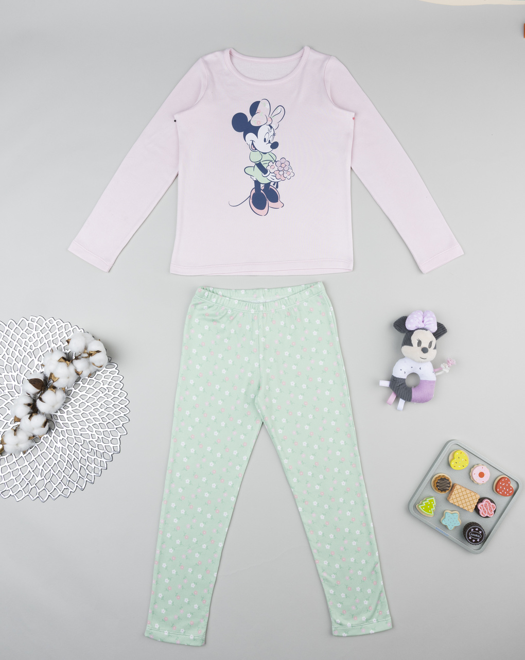 παιδική πιτζάμα ροζ/πράσινη minnie για κορίτσι