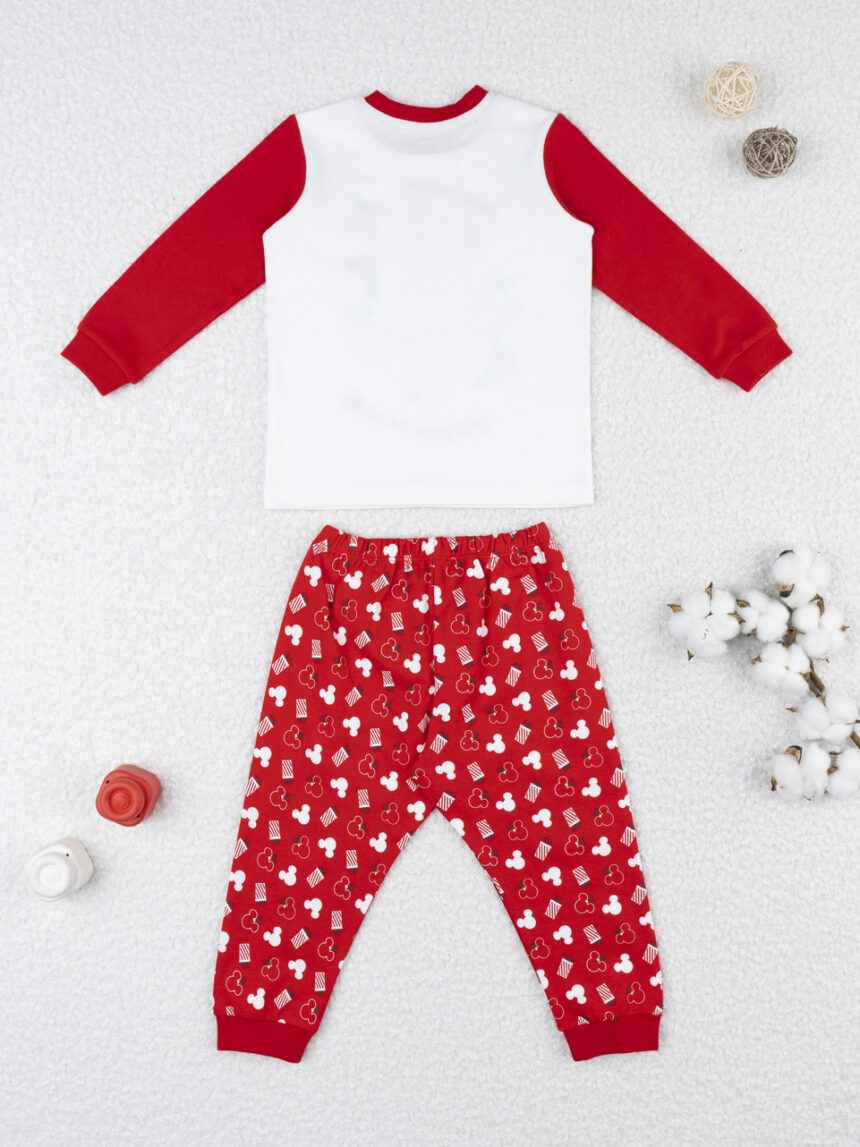 βρεφική χριστουγεννιάτικη πιτζάμα λευκή/κόκκινη mickey για αγόρι - Prénatal