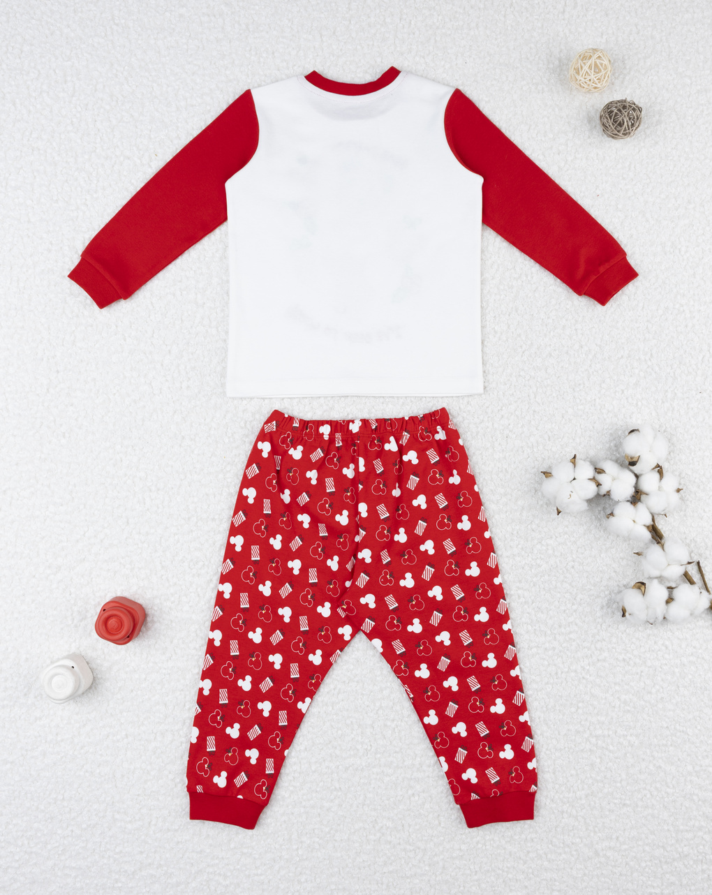 βρεφική χριστουγεννιάτικη πιτζάμα λευκή/κόκκινη mickey για αγόρι - Prénatal
