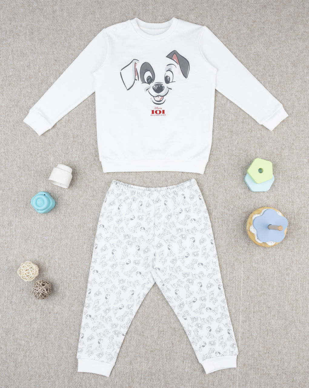 βρεφική πιτζάμα fleece λευκή 101 dalmatians για αγόρι