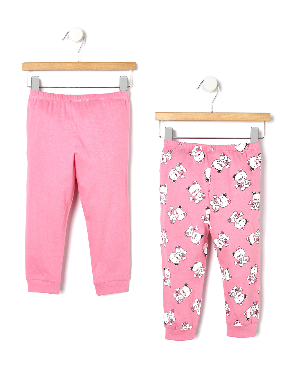 βρεφικές πιτζάμες ροζ/λευκό με αρκουδάκια πακέτο x2 για κορίτσι - Prénatal