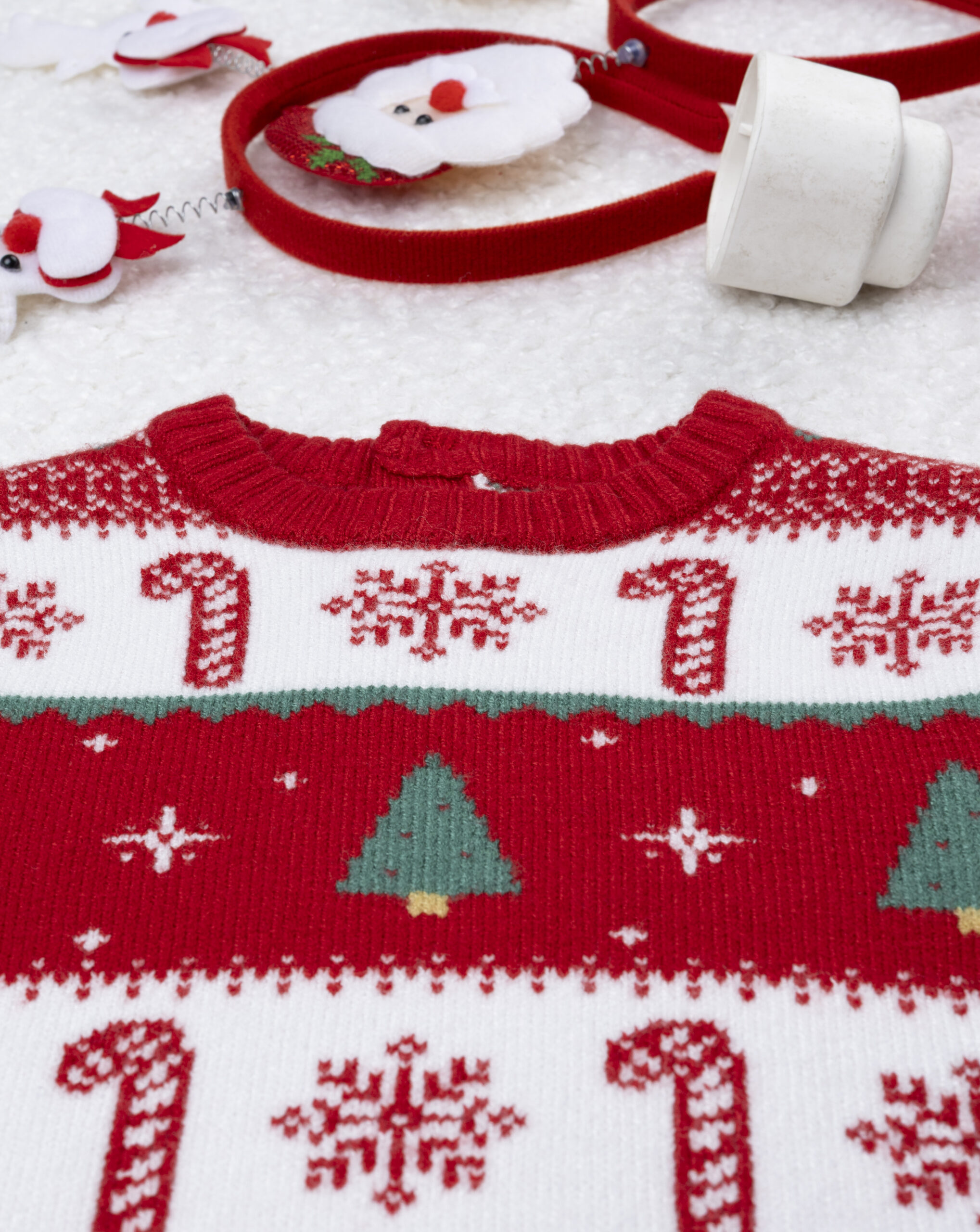 βρεφικό χριστουγεννιάτικο πουλόβερ κόκκινο/λευκό candy cane για αγόρι - Prénatal