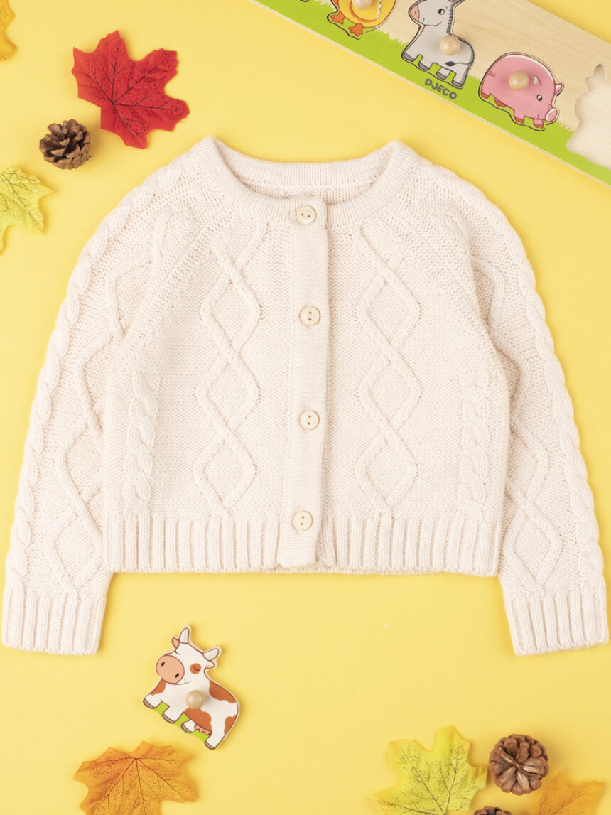 βρεφική ζακέτα πλεκτή μπεζ για κορίτσι - Prénatal