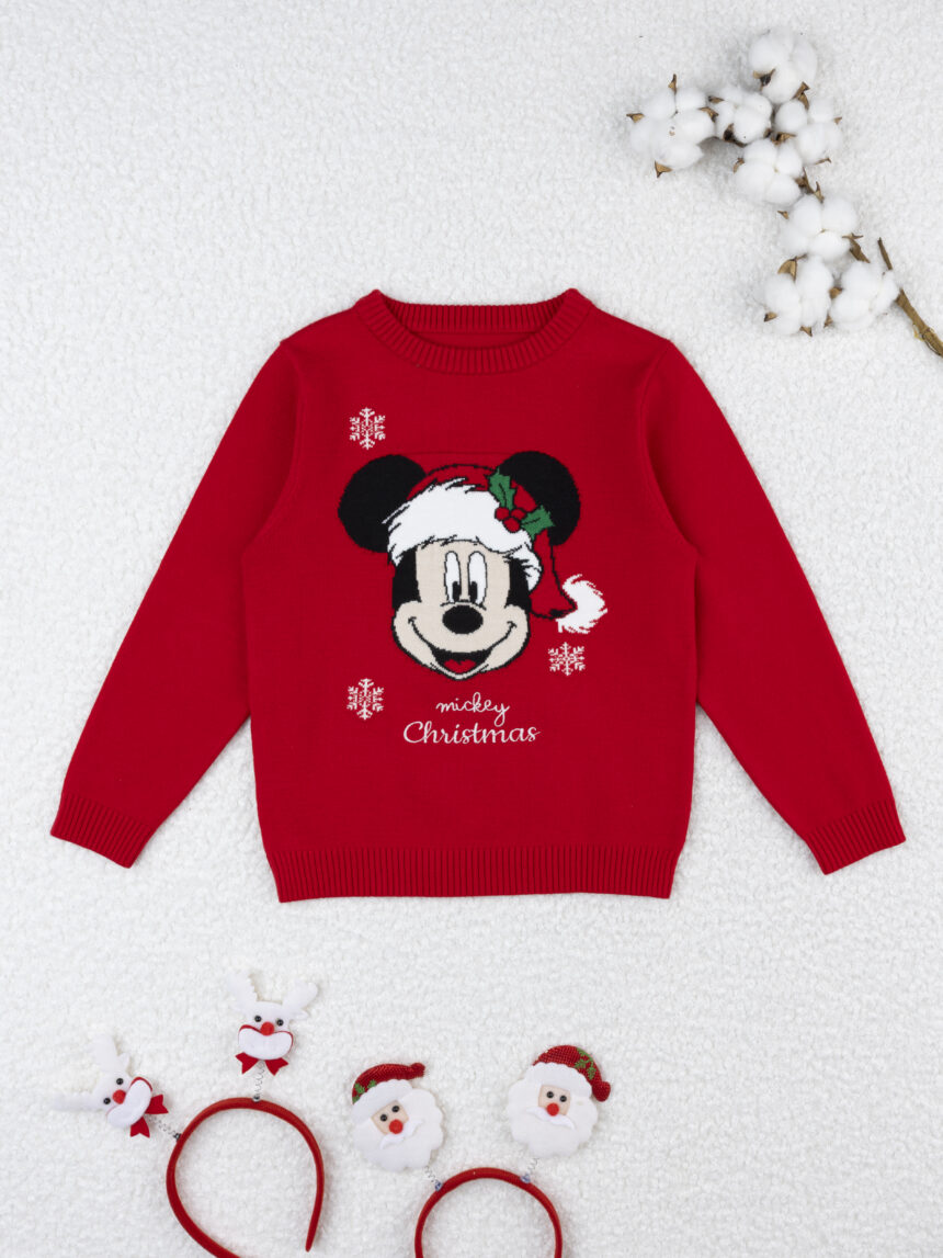 παιδικό χριστουγεννιάτικο πουλόβερ κόκκινο mickey για αγόρι - Prénatal