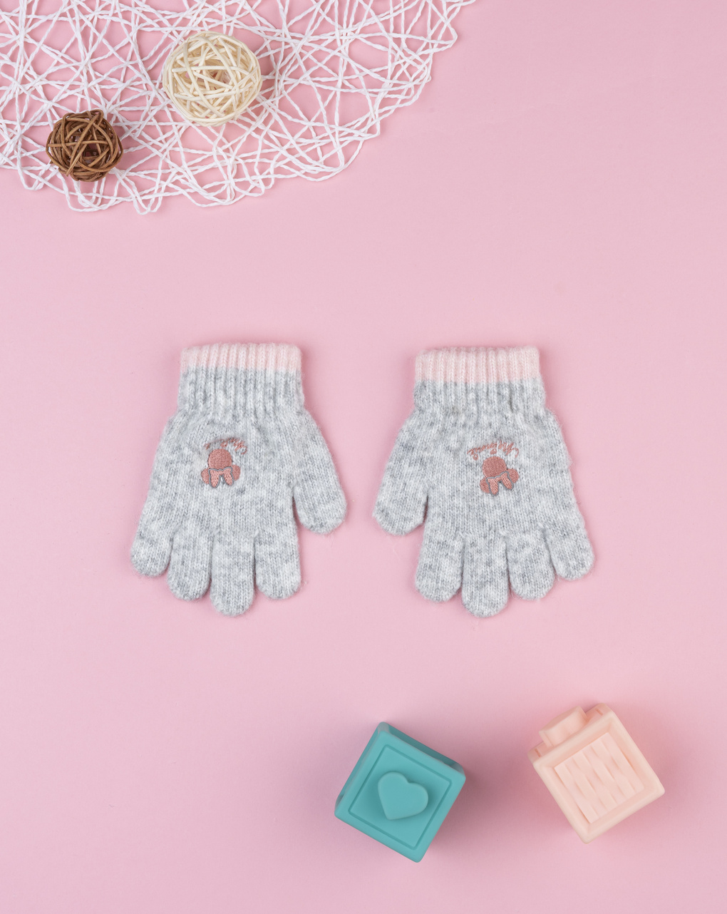 παιδικά γάντια γκρι minnie για κορίτσι