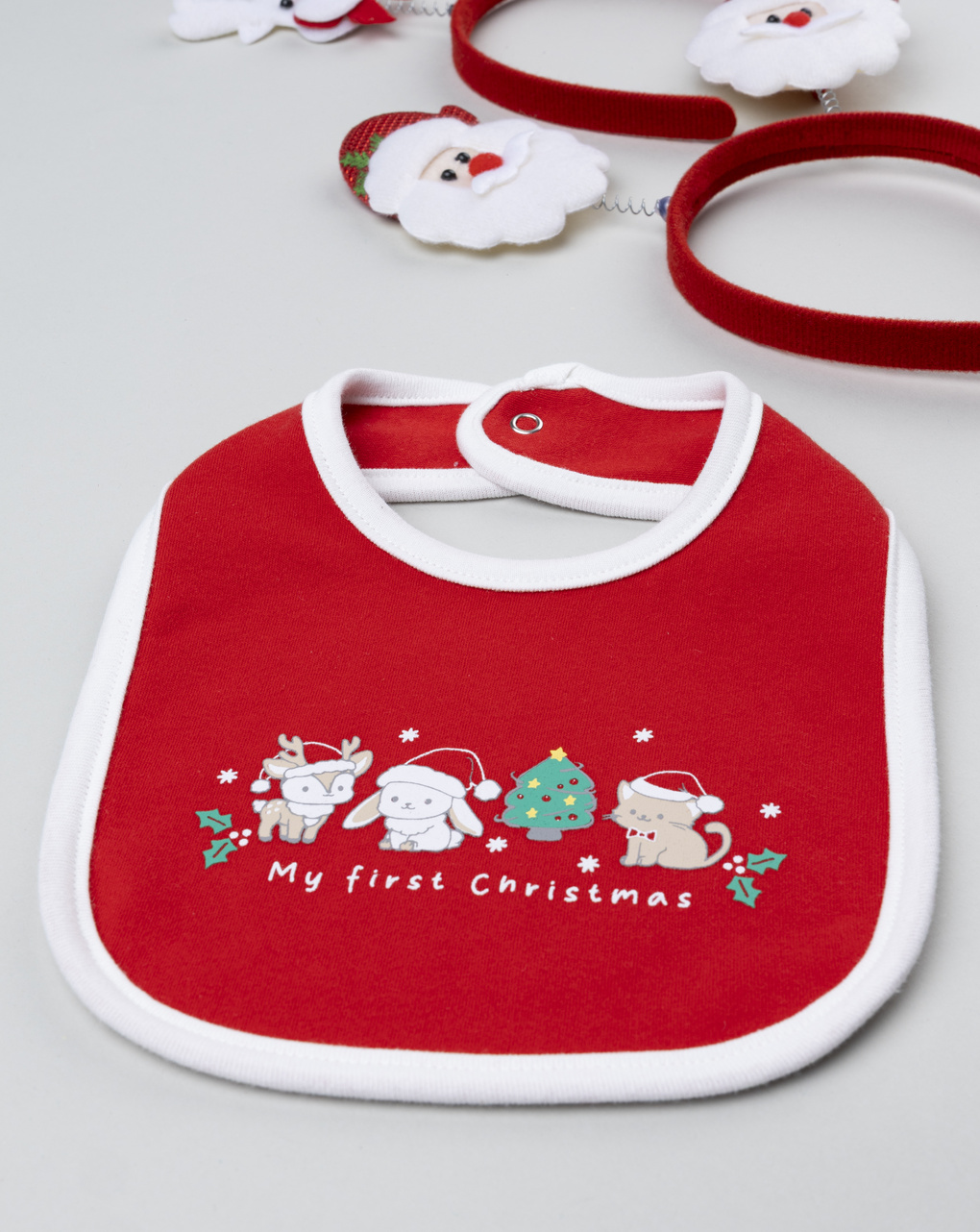 βρεφική χριστουγεννιάτικη σαλιάρα κόκκινη my first christmas unisex - Prénatal