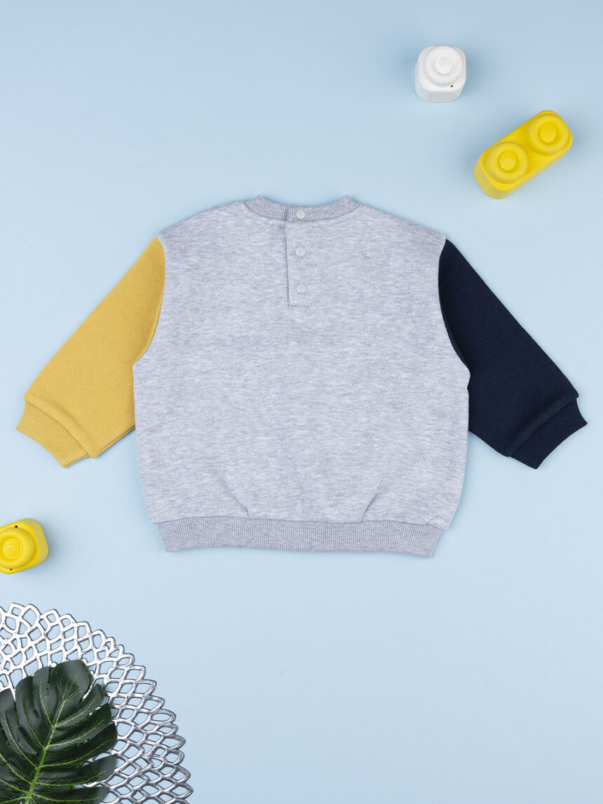 βρεφική μπλούζα φούτερ γκρι με δεινόσαυρο για αγόρι - Prénatal