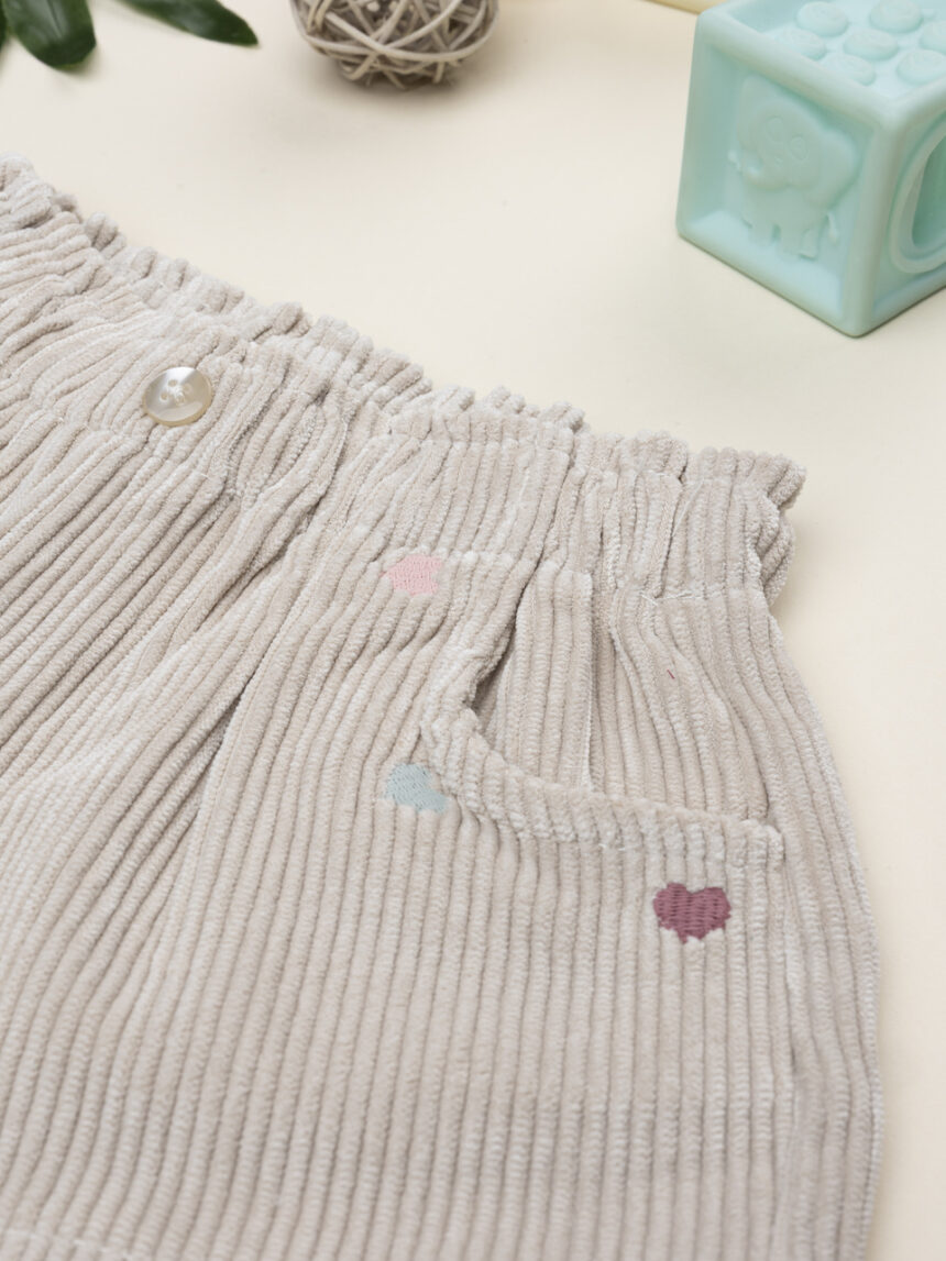 βρεφικό σορτσάκι κοτλέ μπεζ με καρδούλες για κορίτσι - Prénatal