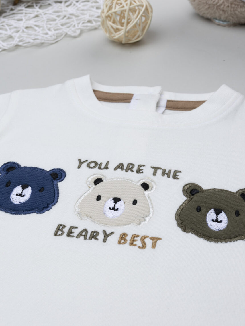 βρεφική μπλούζα λευκή με αρκουδάκια για αγόρι - Prénatal