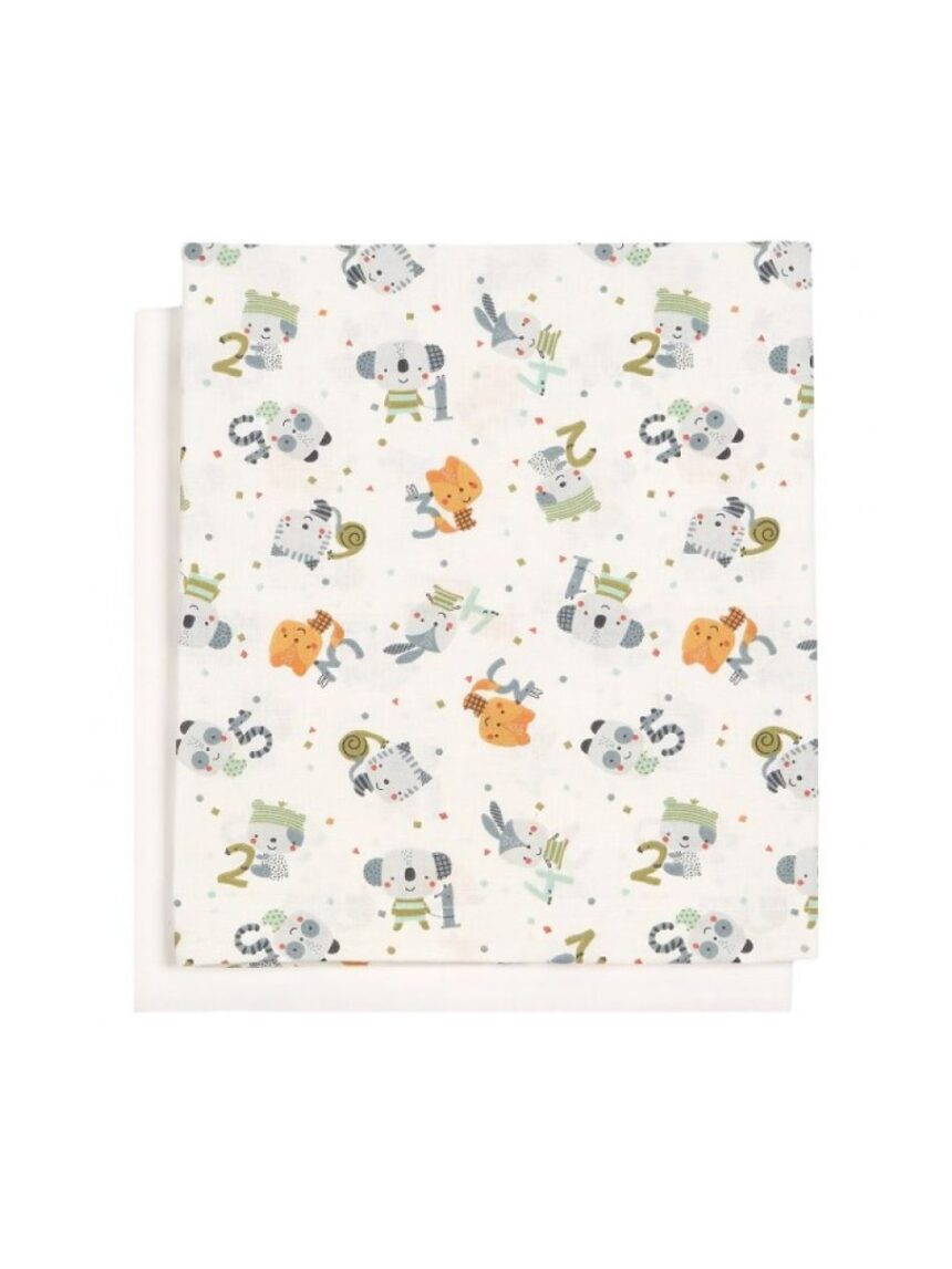 ο κόσμος του μωρού σεντόνια για λίκνο 80×110 cm 2τμχ numbers green 23186 - O KOSMOS TOU MOROU