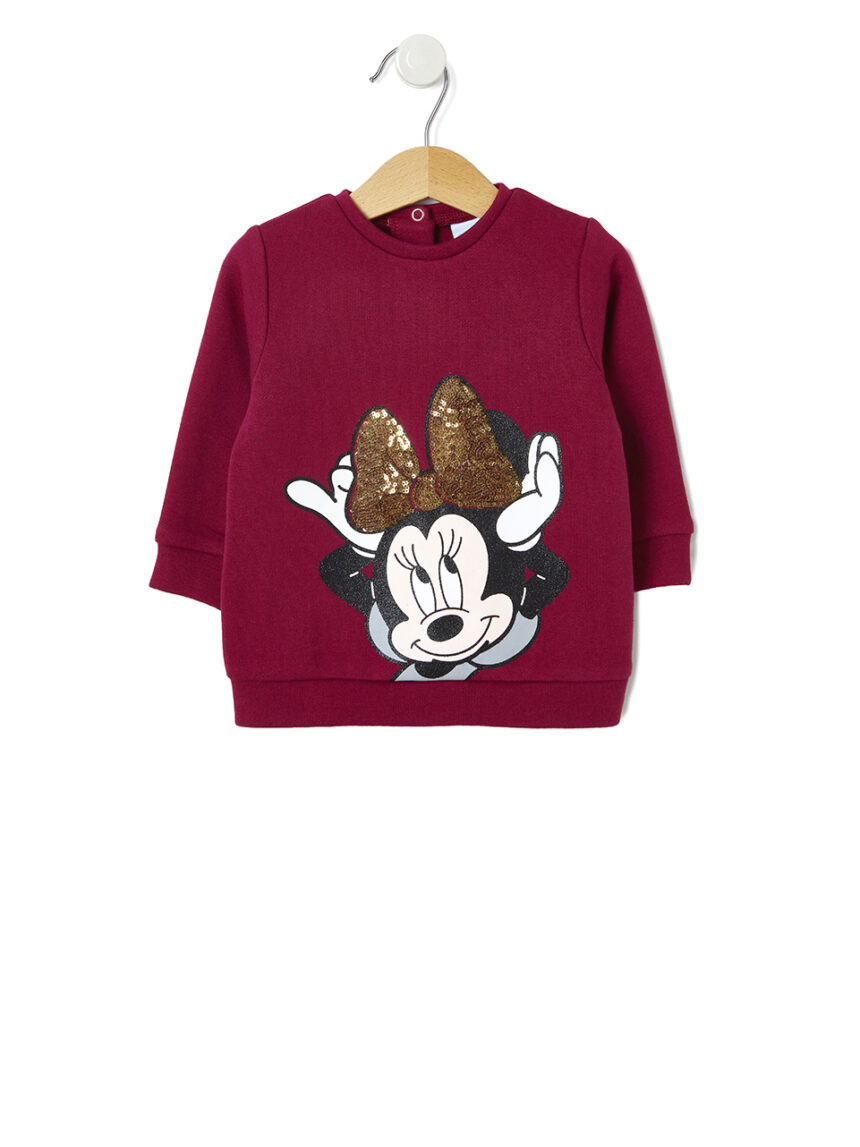 βρεφική μπλούζα φούτερ μπορντώ minnie για κορίτσι - Prénatal