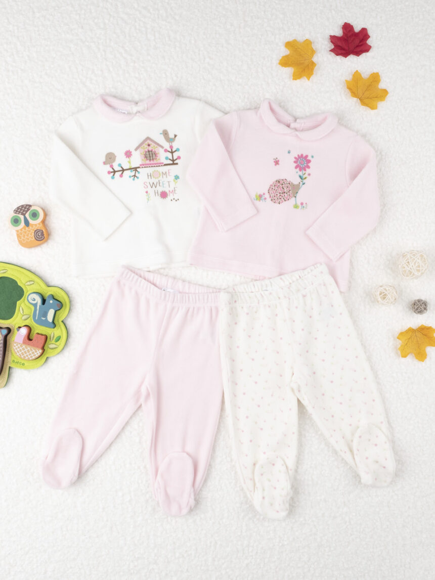 βρεφικά σετάκια σενίλ πακέτο x2 home για κορίτσι - Prénatal