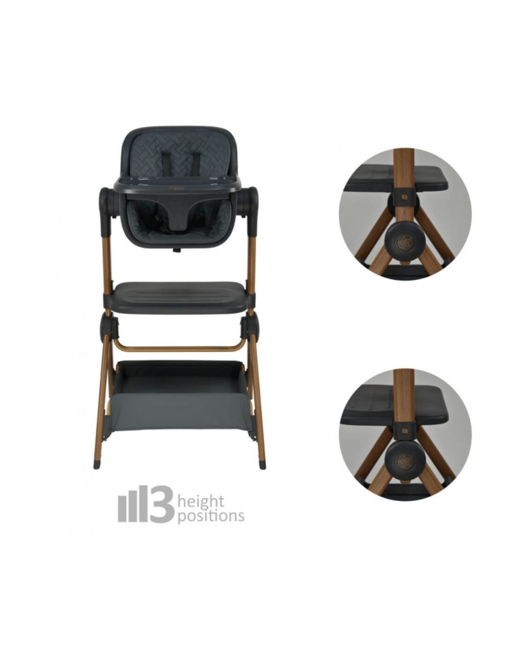 Bebe stars λίκνο-καρέκλα φαγητού serenity 2 in 1 smoked grey 846-186 - Bebe Stars