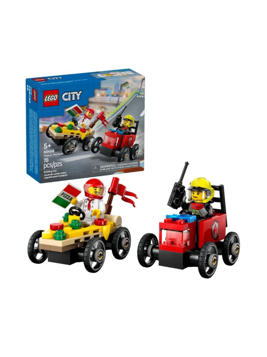 Lego city pizza vs. fire truck race car 60458 - Lego