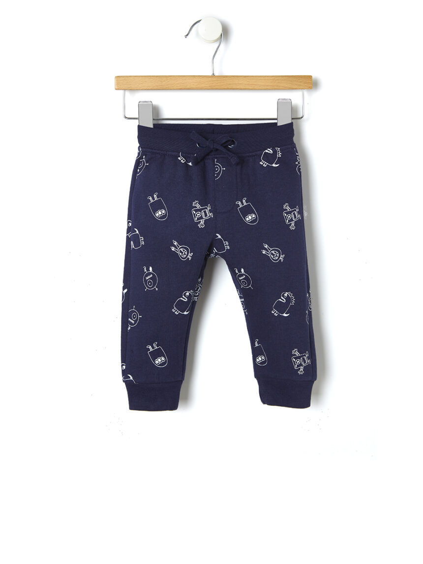 βρεφικό παντελόνι φούτερ μπλε με ρομπότ για αγόρι - Prénatal